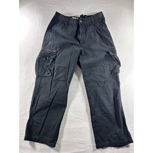 Eddie Domani Mens Black Cargo Pants Size 34x30 Ramie Cotton Blend Utility Work